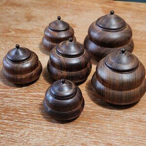 Hand Carved Wooden Pots from Republic of Congo - set of 6